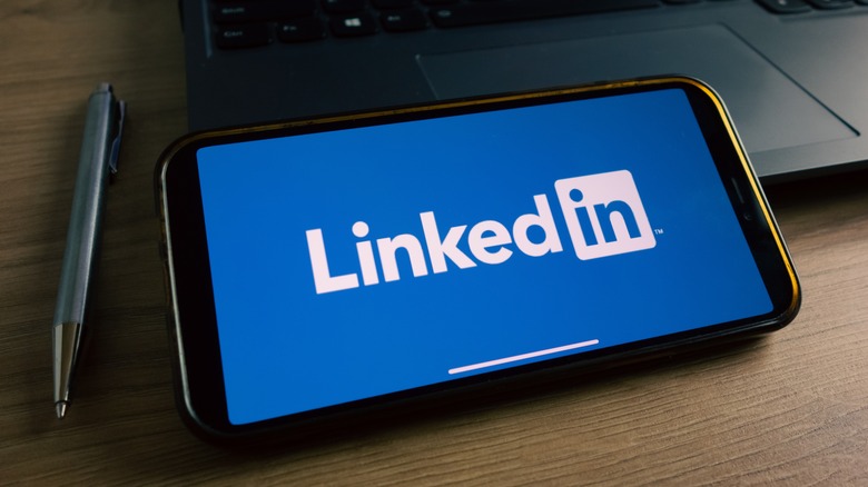 LinkedIn logo on smartphone screen