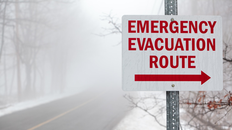 An emergency evacuation route sign 