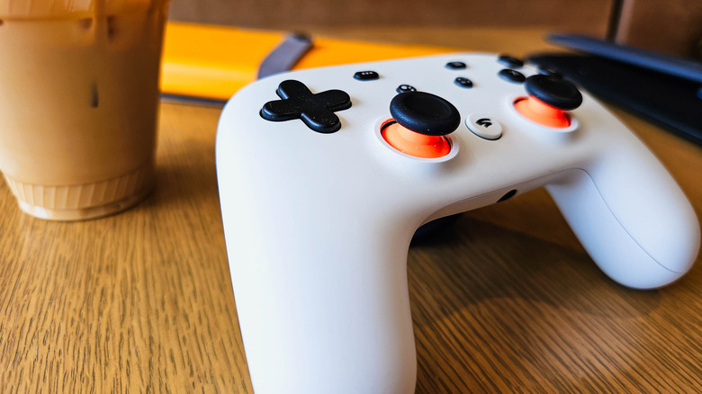 Google Stadia controller on table