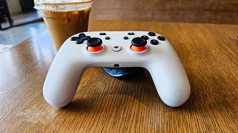 Google Stadia controller on table