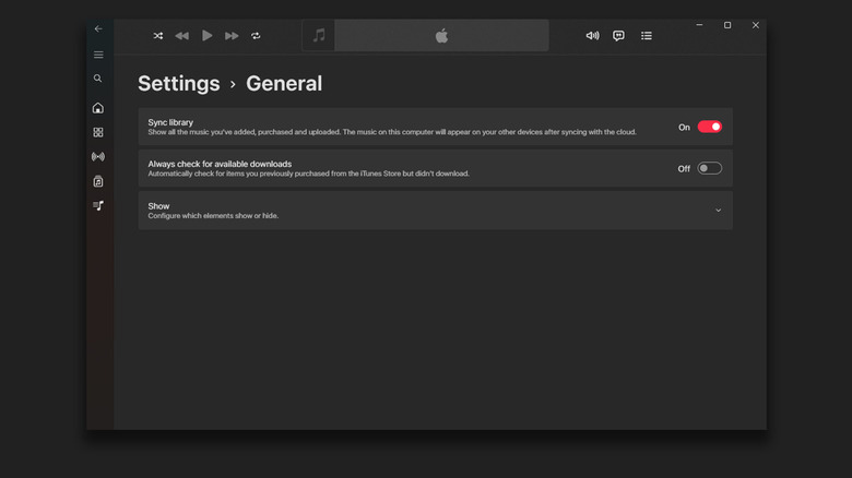 Option to sync library in Apple Music on Windows