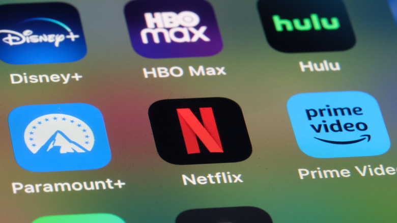 Netflix, Amazon Prime Video, Paramount+, Disney+, HBO Max and Hulu app icons