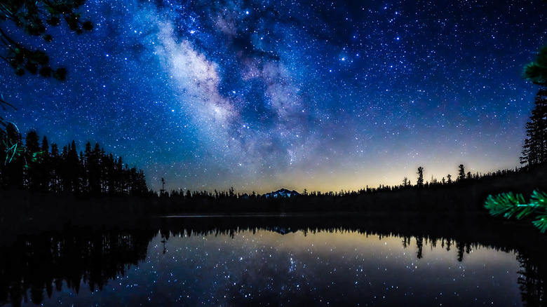 Milky Way sky night over lake