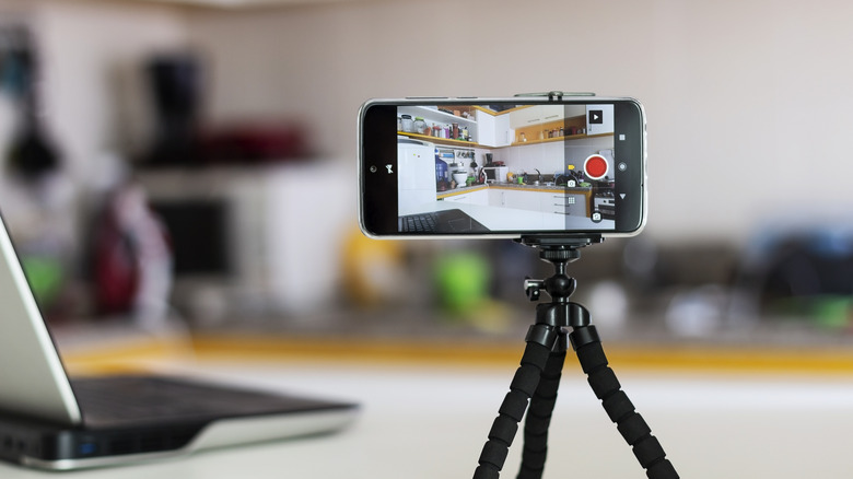 smartphone camera on a tripod