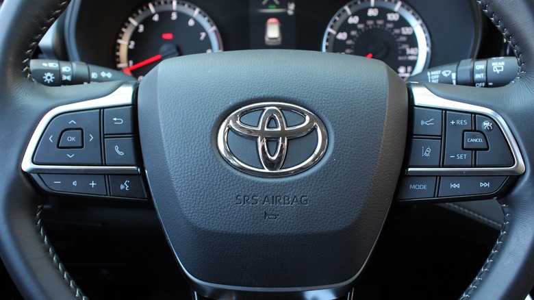 A Toyota steering wheel