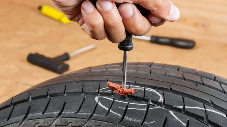 Plugging a car tire hole