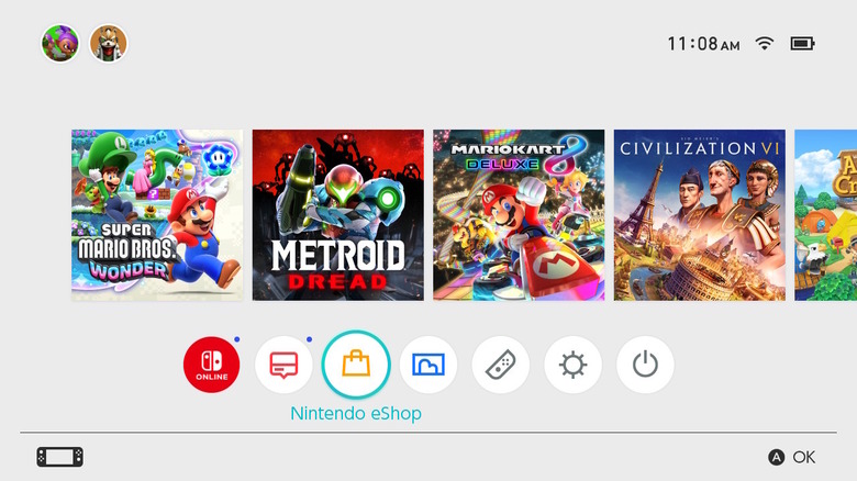 Nintendo Switch home screen screenshot