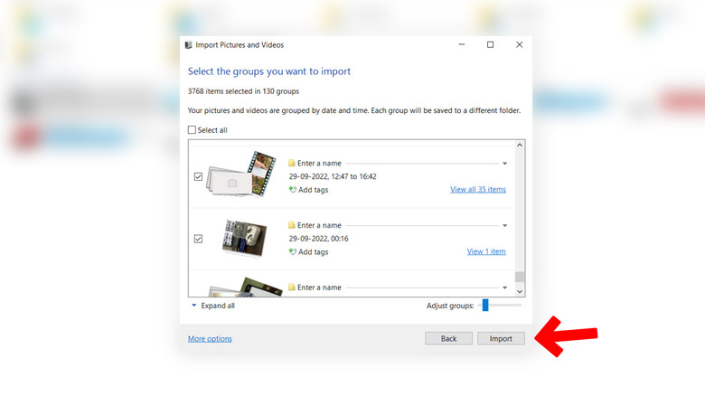 Import videos menu File Explorer