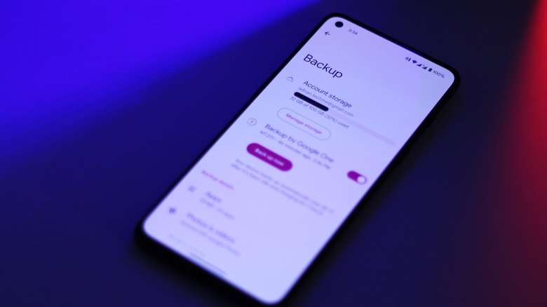 Google backup option on Android