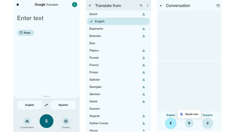 Google Translate Conversation mode screenshots