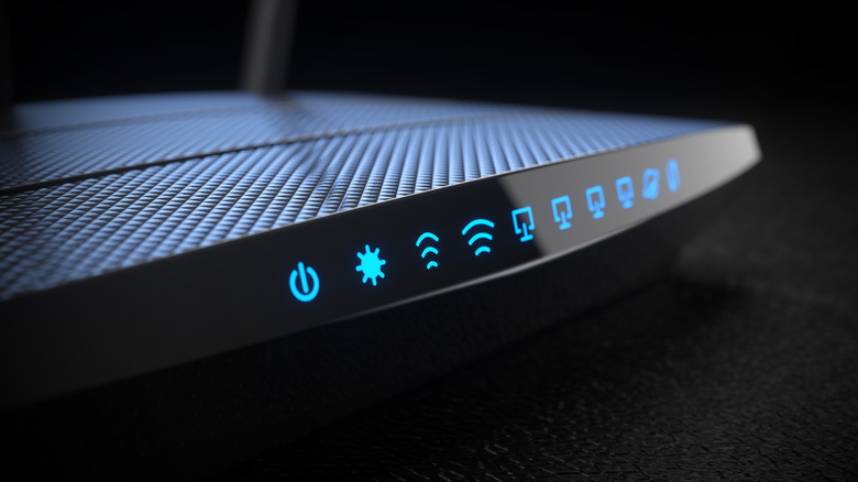 Wi-Fi router lit-up indicators