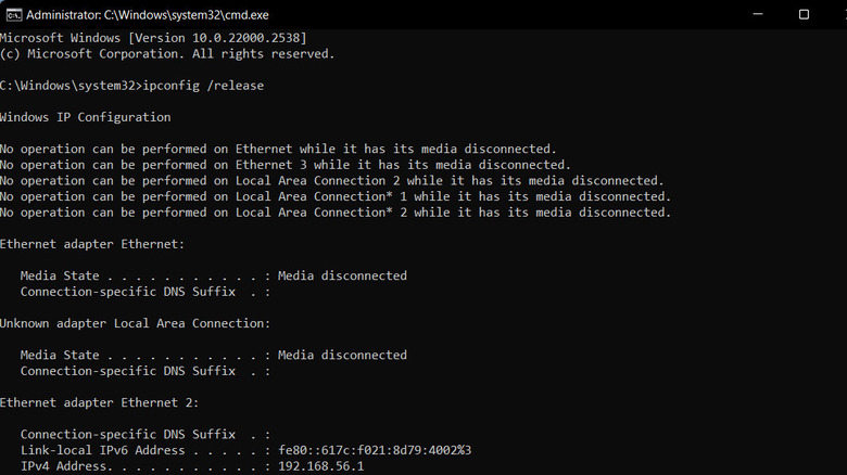 resetting IP configuration in Command Prompt