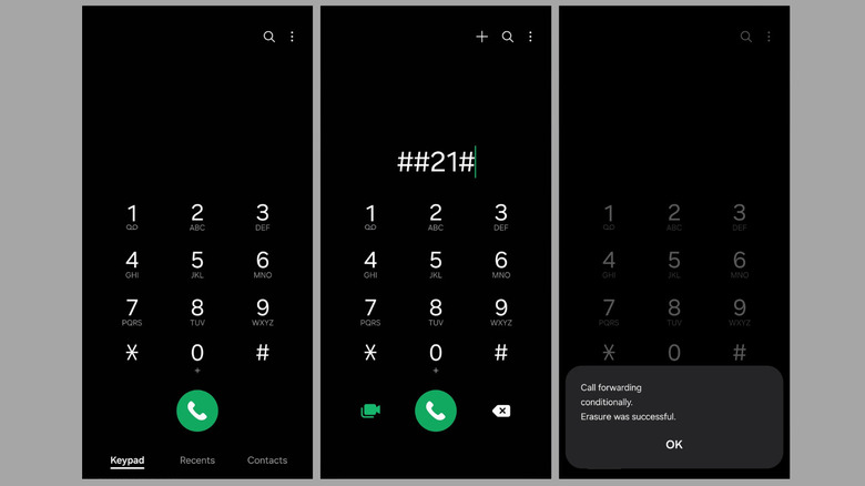 Disabling call forwarding with dial codes on Android phone