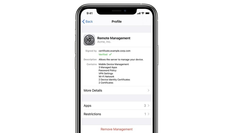configuration profile on iPhone