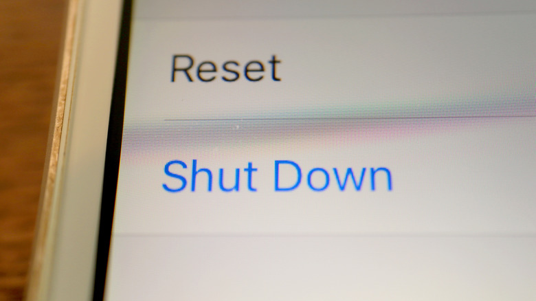 shut down option in iPhone settings