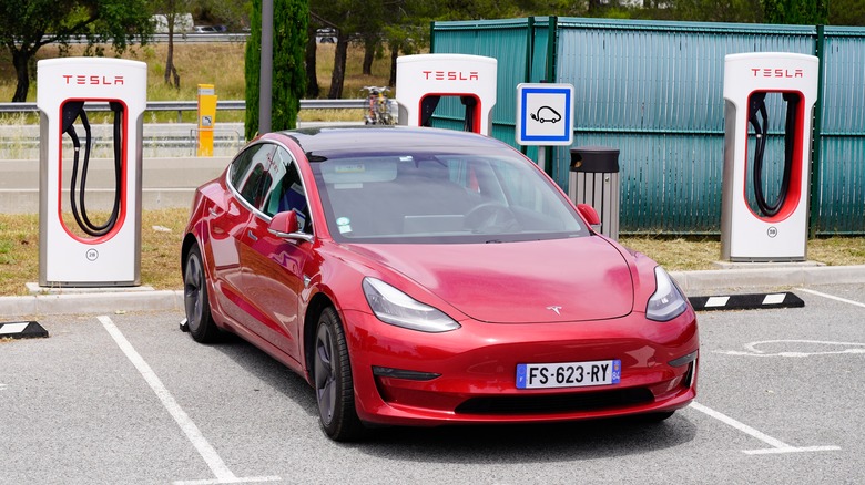 Tesla Model 3 parked charging