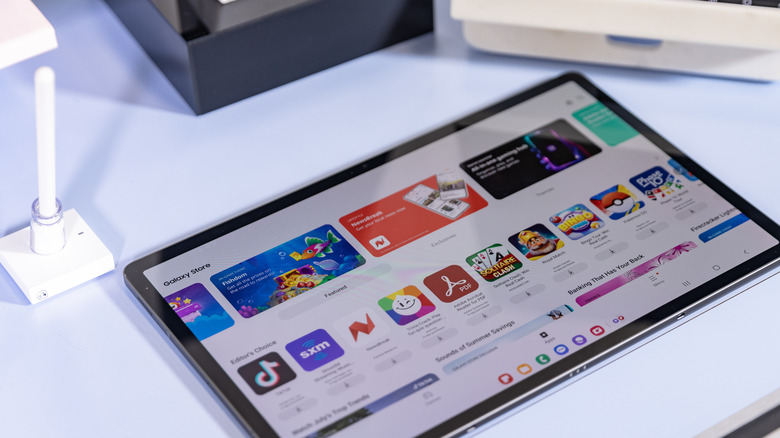 Samsung tablet showing Galaxy Store