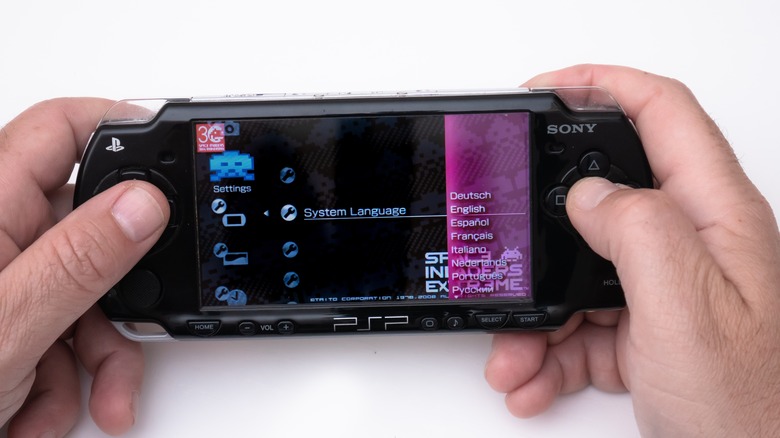 Person navigating PSP settings