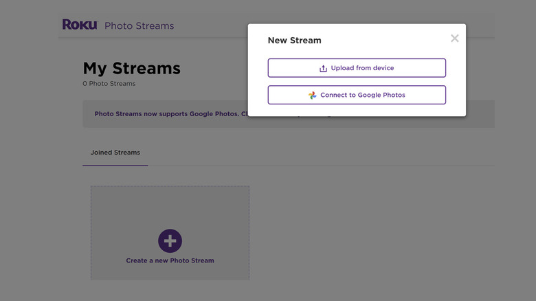 Roku Photo Streams desktop site