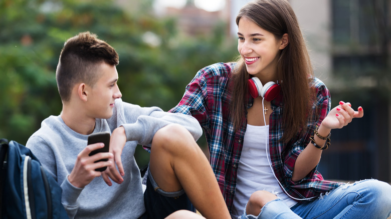 Two people sitting