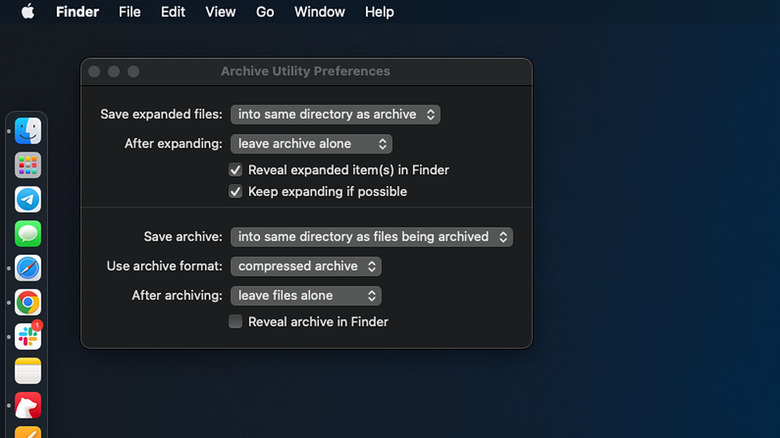 MacOS Archive Utility screenshot