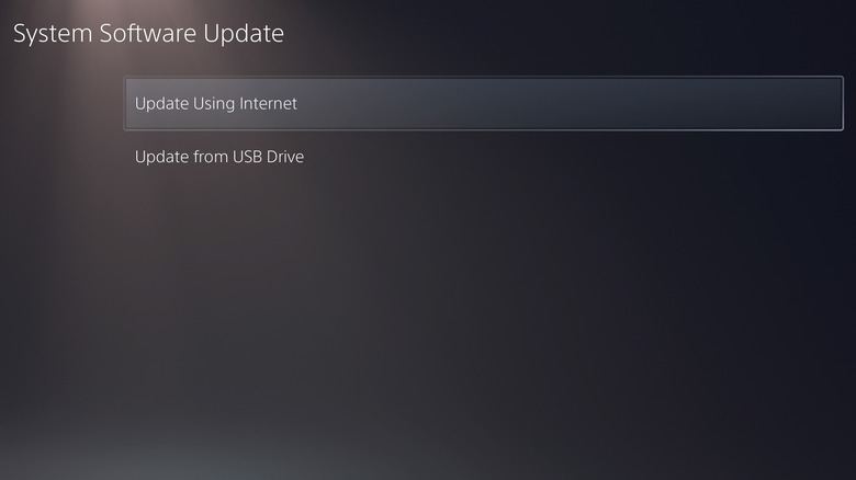 PS5 system software update menu