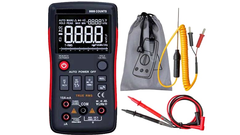 multimeter with extra probes and parts