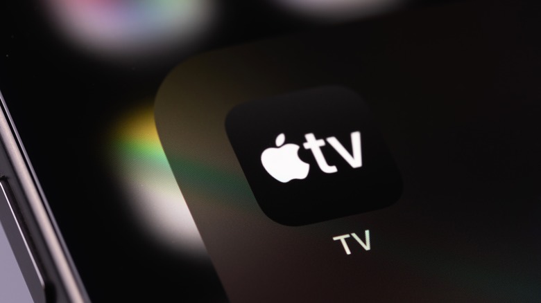 The Apple TV logo on iPhone screen