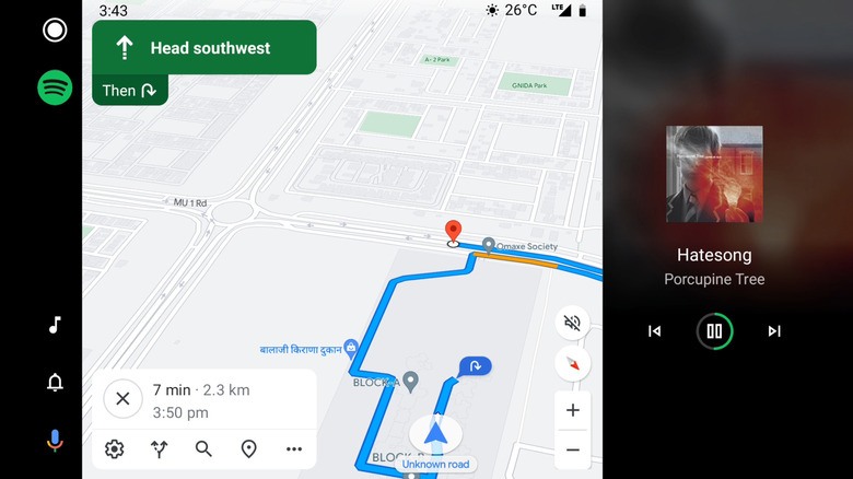 Android Auto Google Maps with Spotify