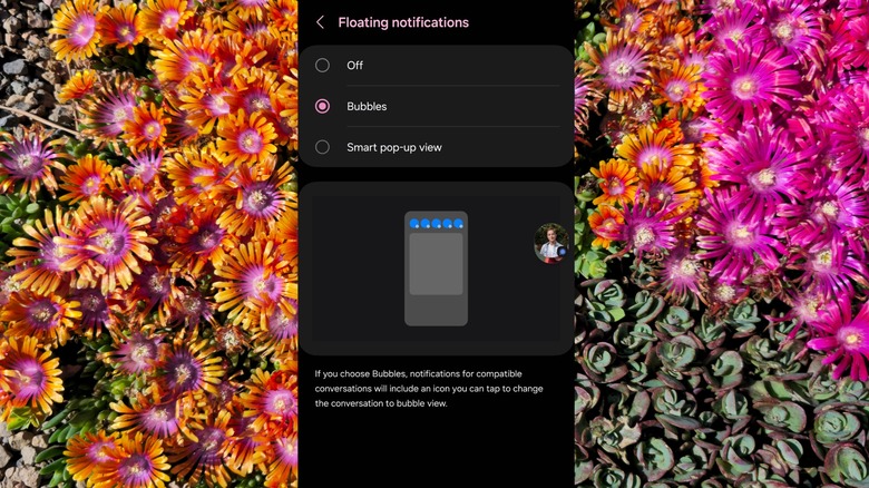 floating notification settings on Android