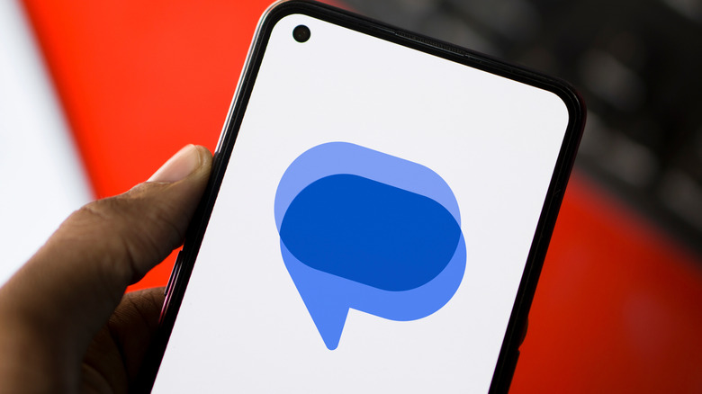 Google messages logo is displayed on smartphone