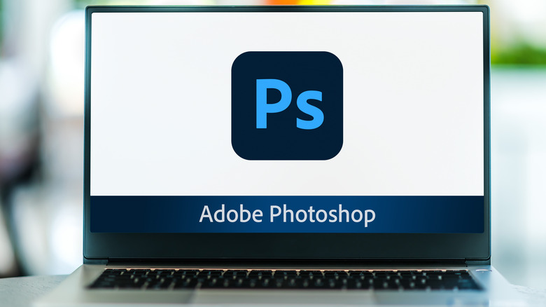 Photoshop logo laptop screen