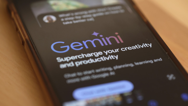 The Google Gemini app is open on a smartphone screen