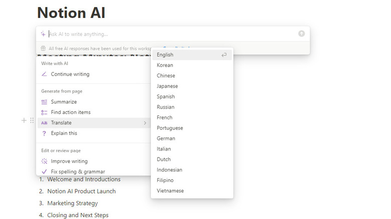 notion ai translate