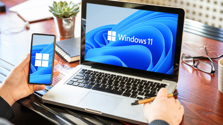 Windows 11 on laptop and phone