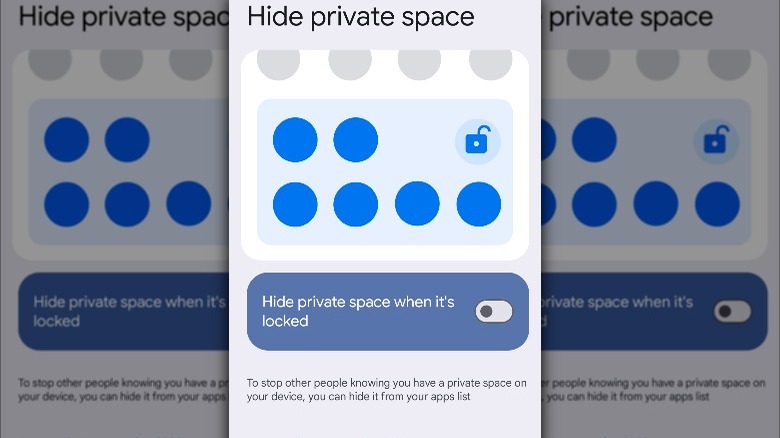 Hide private space option on Android 15