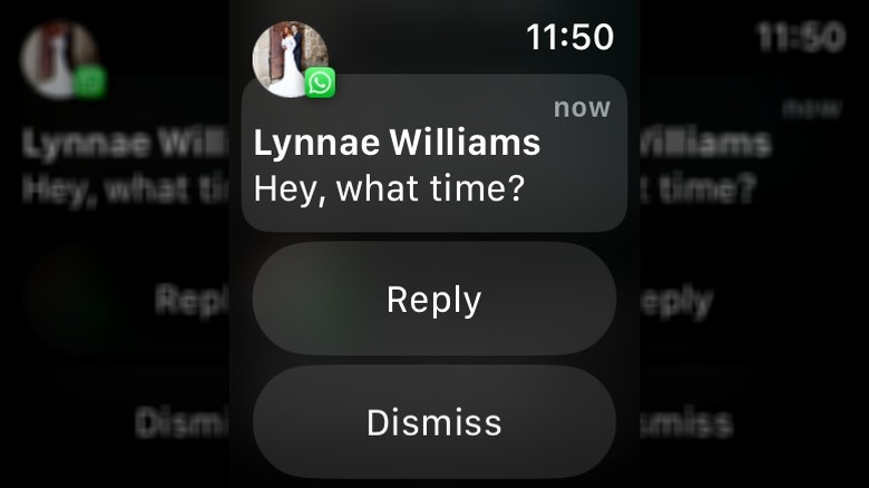 Whatsapp message received on Apple Watch