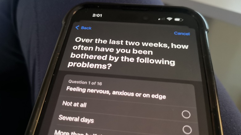 iPhone Mental Health Questionnaire Anxiety