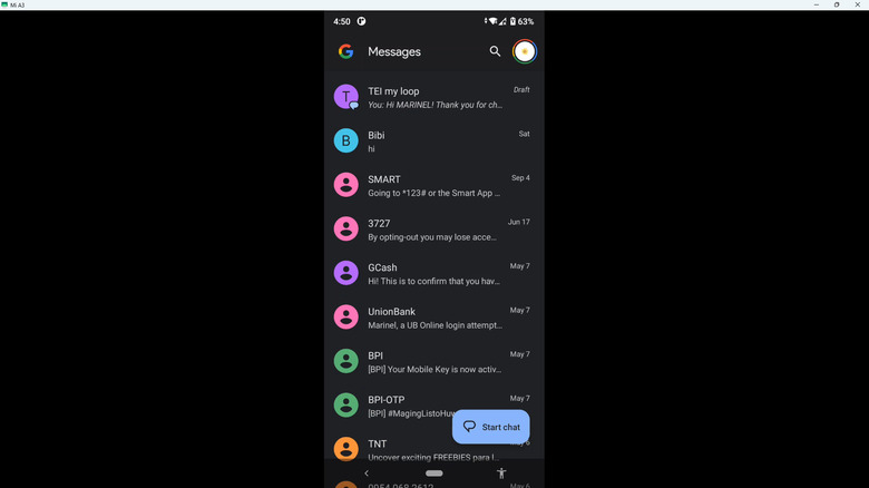 Android text messages mirrored on PC