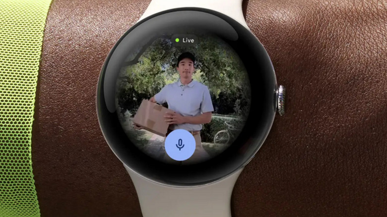 Google Nest camera live feed seen on a Pixel watch