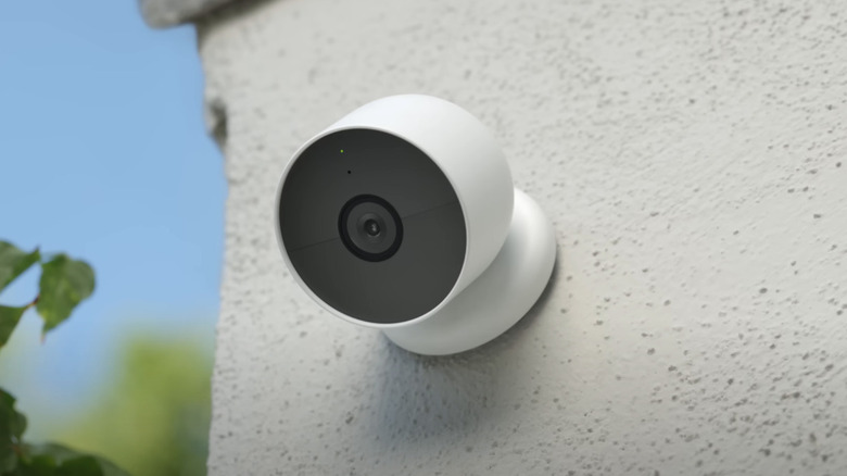 Google Nest outdoor camera on a wall