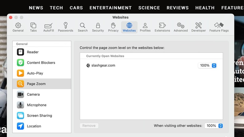 how to zoom out safari mac