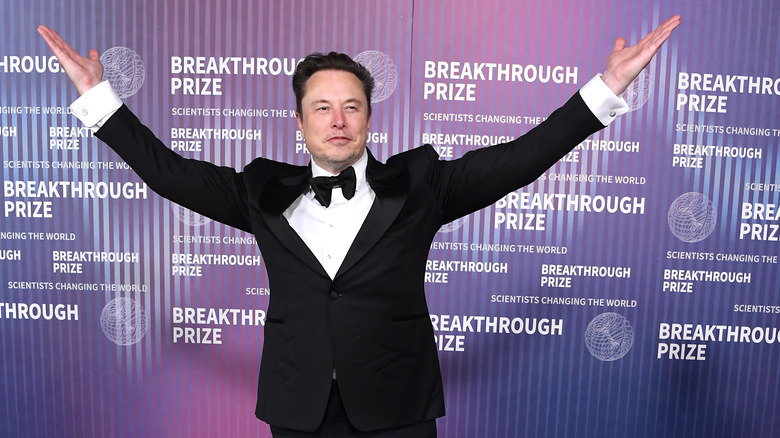 Elon Musk posing red carpet