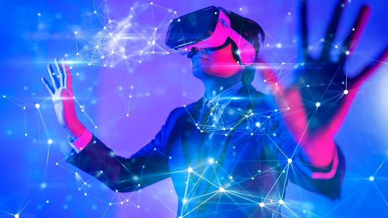 Person using VR headset illustration