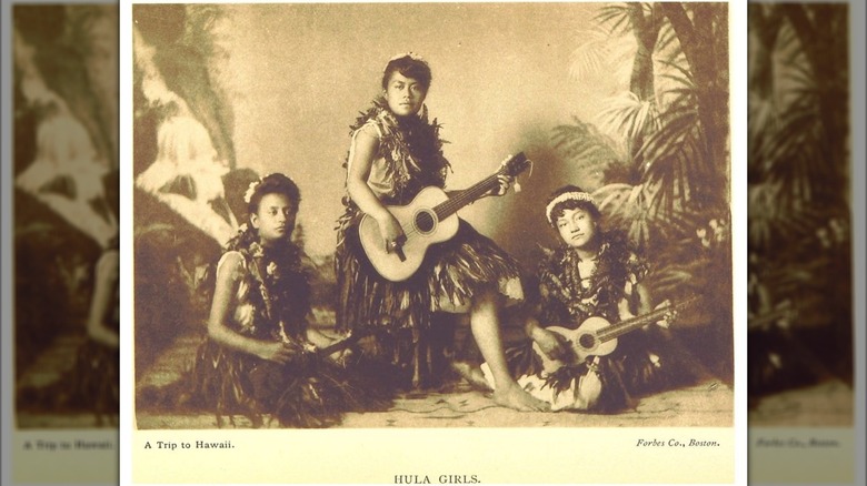 Hula Girls in a photo taken by J.J. Williams from 1892.