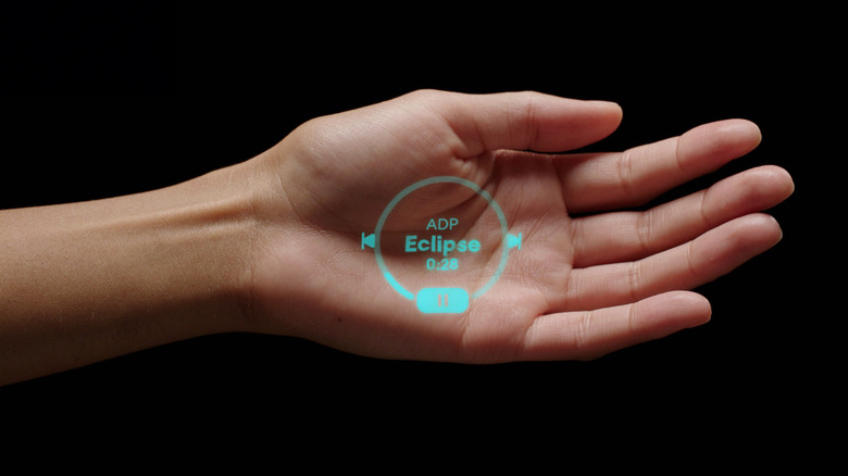 Humane laser display on user's palm