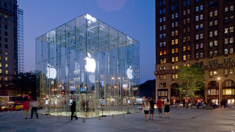 apple store glass building night