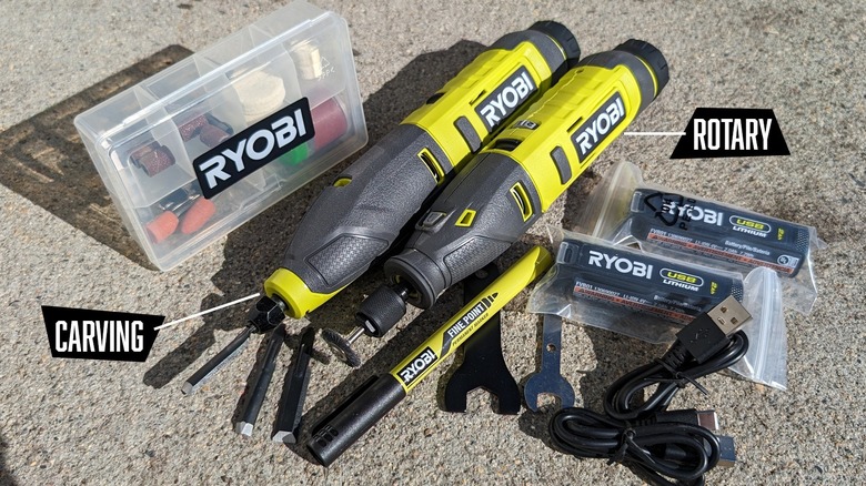 Ryobi USB Lithium Pumpkin Carving Kit on cement