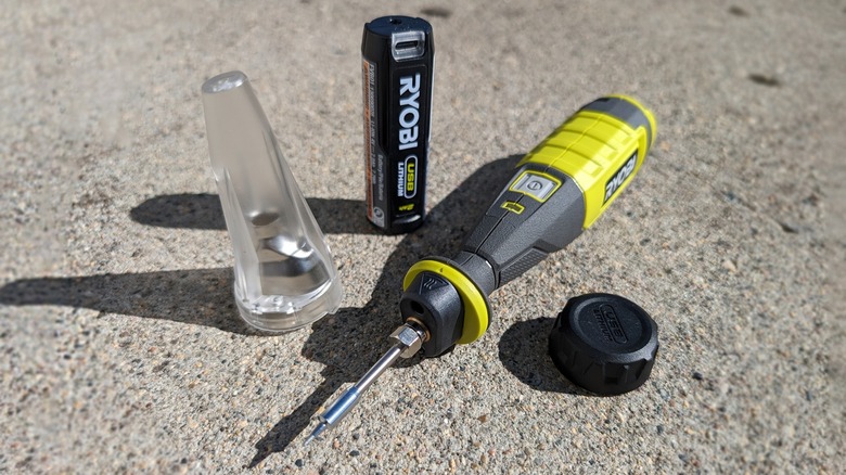 Ryobi USB Lithium Soldering Pen Kit on cement