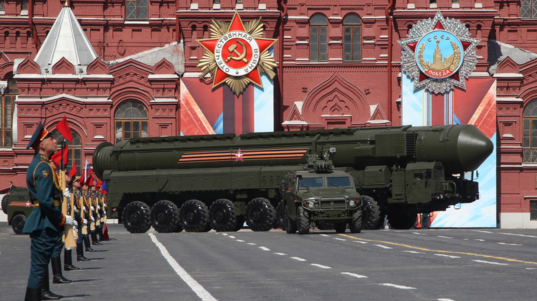 Russian ICBMs being displayed during a military parade in 2016